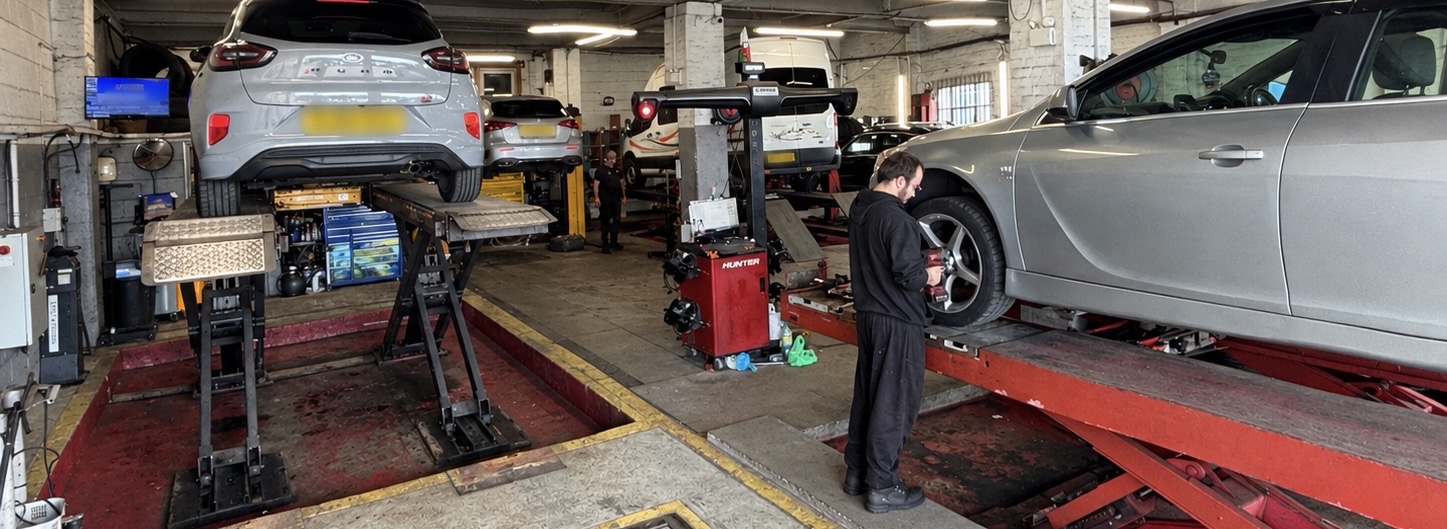 Technician working in a service bay